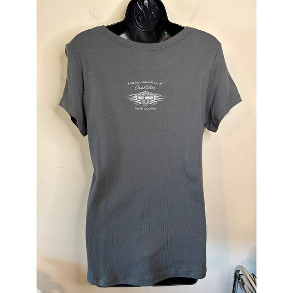 Harley Davidson Metallic Graphic Charlotte NC Grey Tee Shirt Size XL - Picture 6 of 13